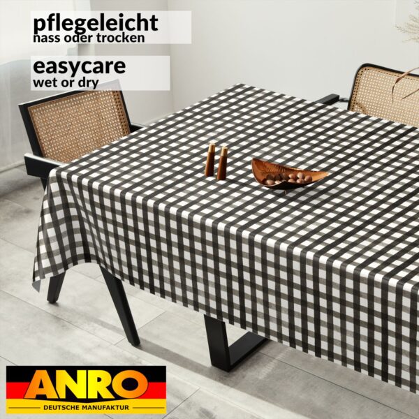 Wachstuch Tischdecke abwaschbar Wachstischdecke Meterware Rechteck Karo Schwarz Outdoor Tischdecke Gartentischdecke – 90x130cm, Schnittkante