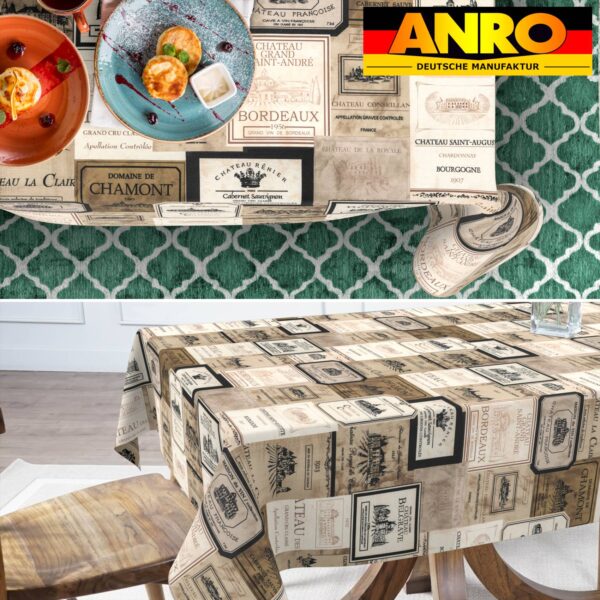 Tischdecke abwaschbar Stofftischdecke Gartentischdecke Textil Tischtuch Tafeldecke Meterware Wein