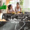 Wachstuchtischdecke Wachstuch Tischdecke abwaschbar rechteck, rund, oval hochwertige Bedruckung Gartentischdecke MIMOSA Marmor Dunkelgrau Breite 140cm