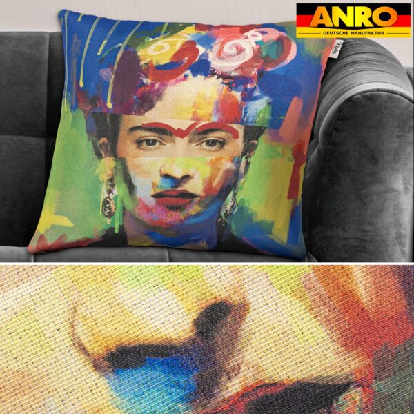 Dekokissen Zierkissen Sofakissen Kissenbezug Kissenhülle Gobelin Popart 28 Motive mit / ohne Füllung 40x40cm – Frida Kahlo, 40x40cm ohne Füllung