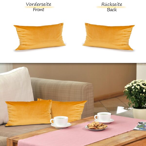 Dekokissen Samt Kissenbezug Sofakissen Dekokissen Kissenhülle mit / ohne Füllkissen 4 Größen – Orange, 30x50cm ohne Füllung