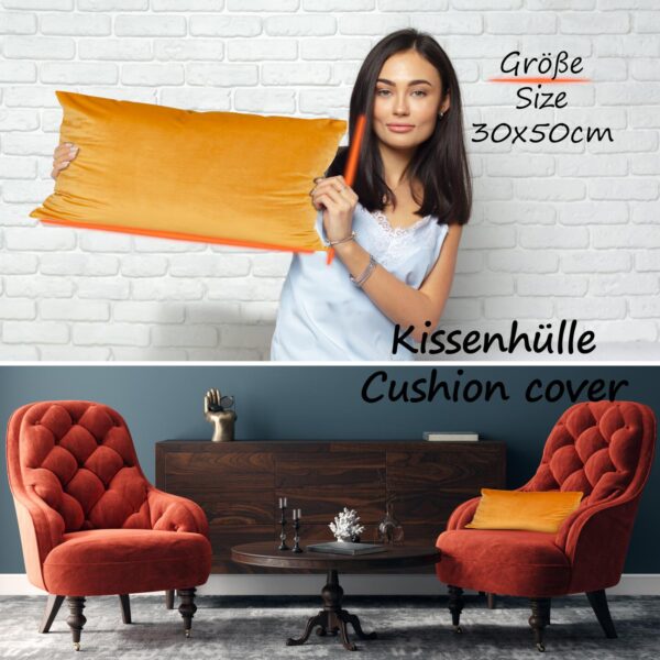 Dekokissen Samt Kissenbezug Sofakissen Dekokissen Kissenhülle mit / ohne Füllkissen 4 Größen – Orange, 30x50cm ohne Füllung