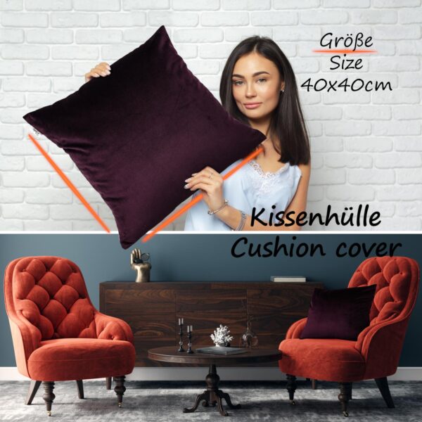 Dekokissen Samt Kissenbezug Sofakissen Dekokissen Kissenhülle mit / ohne Füllkissen 4 Größen – Pflaume, 40x40cm ohne Füllung