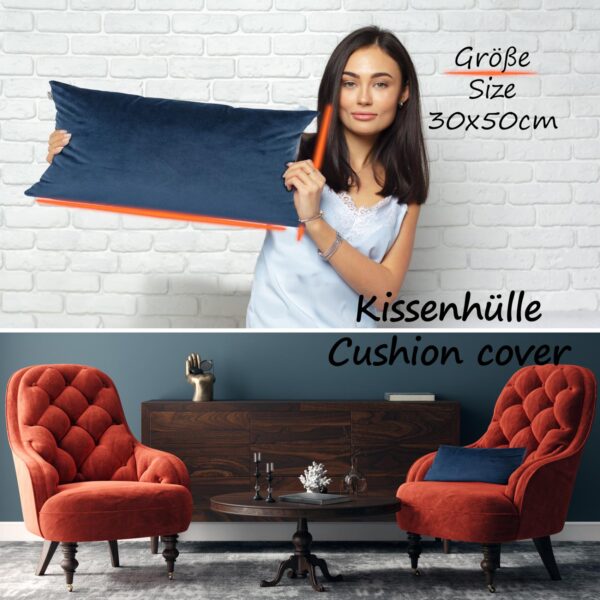 Dekokissen Samt Kissenbezug Sofakissen Dekokissen Kissenhülle mit / ohne Füllkissen 4 Größen – Nachtblau, 30x50cm ohne Füllung