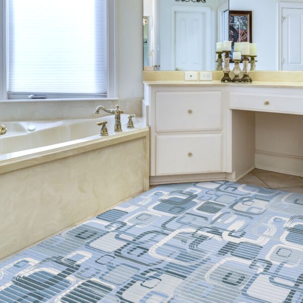 Weichschaummatte Meterware Badematte Badläufer Weichschaum anpassbar Moderno Blau / Beige – Blau, 100x130cm