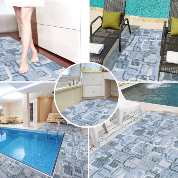 Weichschaummatte Meterware Badematte Badläufer Weichschaum anpassbar Moderno Blau / Beige – Blau, 100x130cm