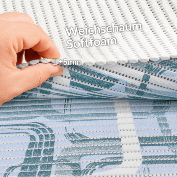 Weichschaummatte Meterware Badematte Badläufer Weichschaum anpassbar Moderno Blau / Beige – Blau, 100x130cm