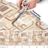 Weichschaummatte Meterware Badematte Badläufer Weichschaum anpassbar Moderno Blau / Beige – Braun, 100x130cm