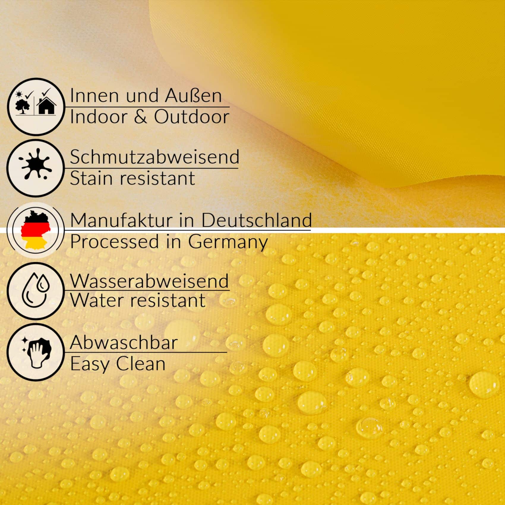 Wachstuch Tischdecke abwaschbar Meterware Wachstuchtischdecke Gartentischdecke 140cm Uni Gelb – 90x130cm, Schnittkante