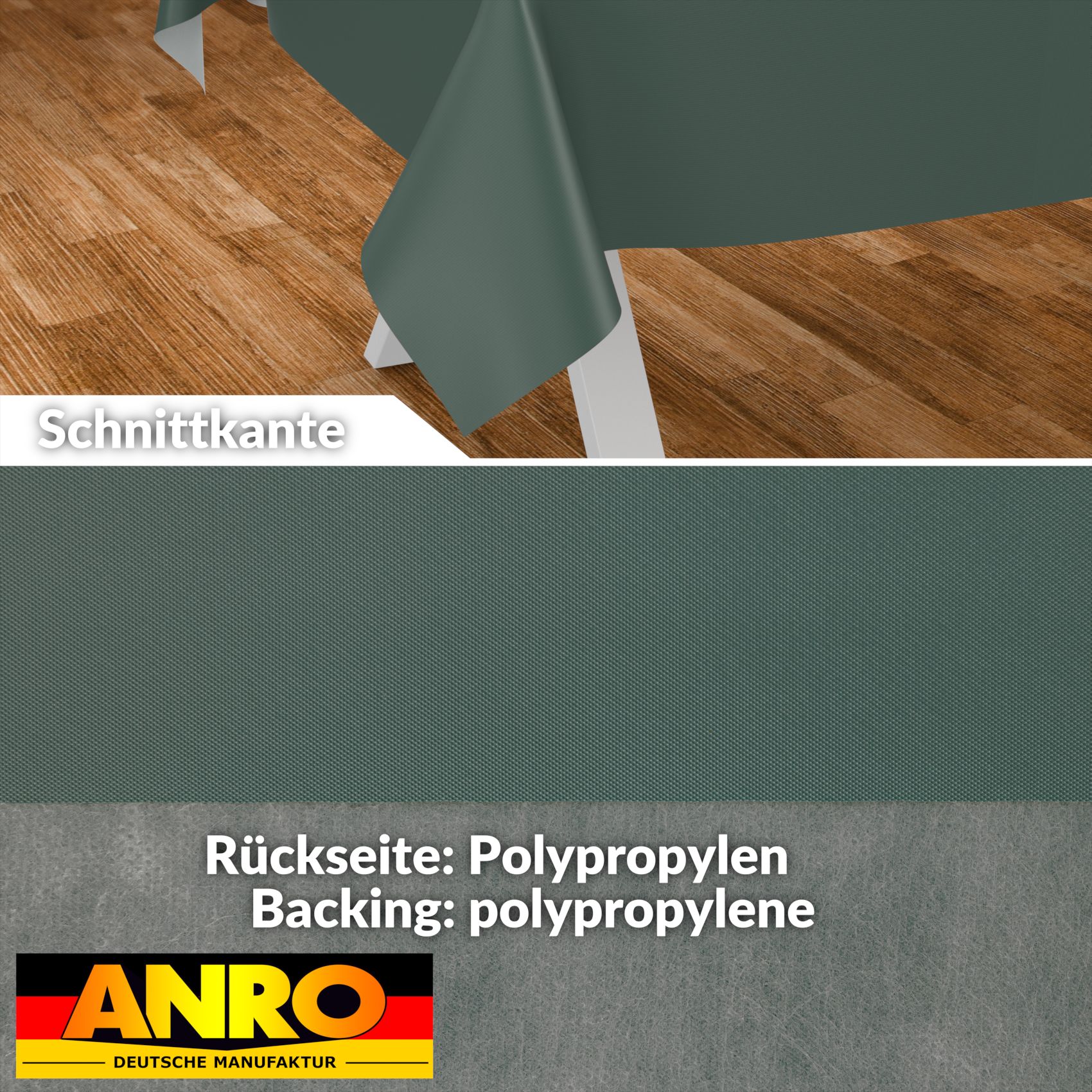 Wachstuch Tischdecke abwaschbar Meterware Wachstuchtischdecke Gartentischdecke 140cm Uni Tannengrün – 90x130cm, Schnittkante