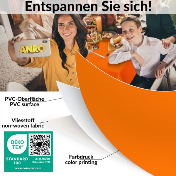 Wachstuch Tischdecke abwaschbar Meterware Wachstuchtischdecke Gartentischdecke 140cm Uni Orangen – 100x140cm, Schnittkante
