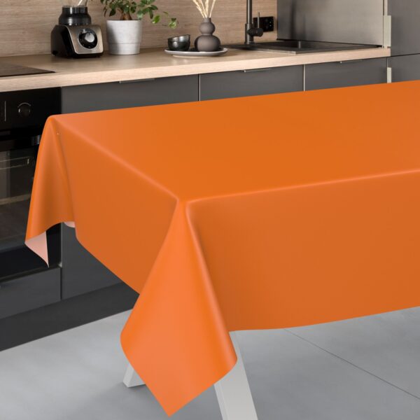 Wachstuch Tischdecke abwaschbar Meterware Wachstuchtischdecke Gartentischdecke 140cm Uni Orangen – 90x130cm, Schnittkante