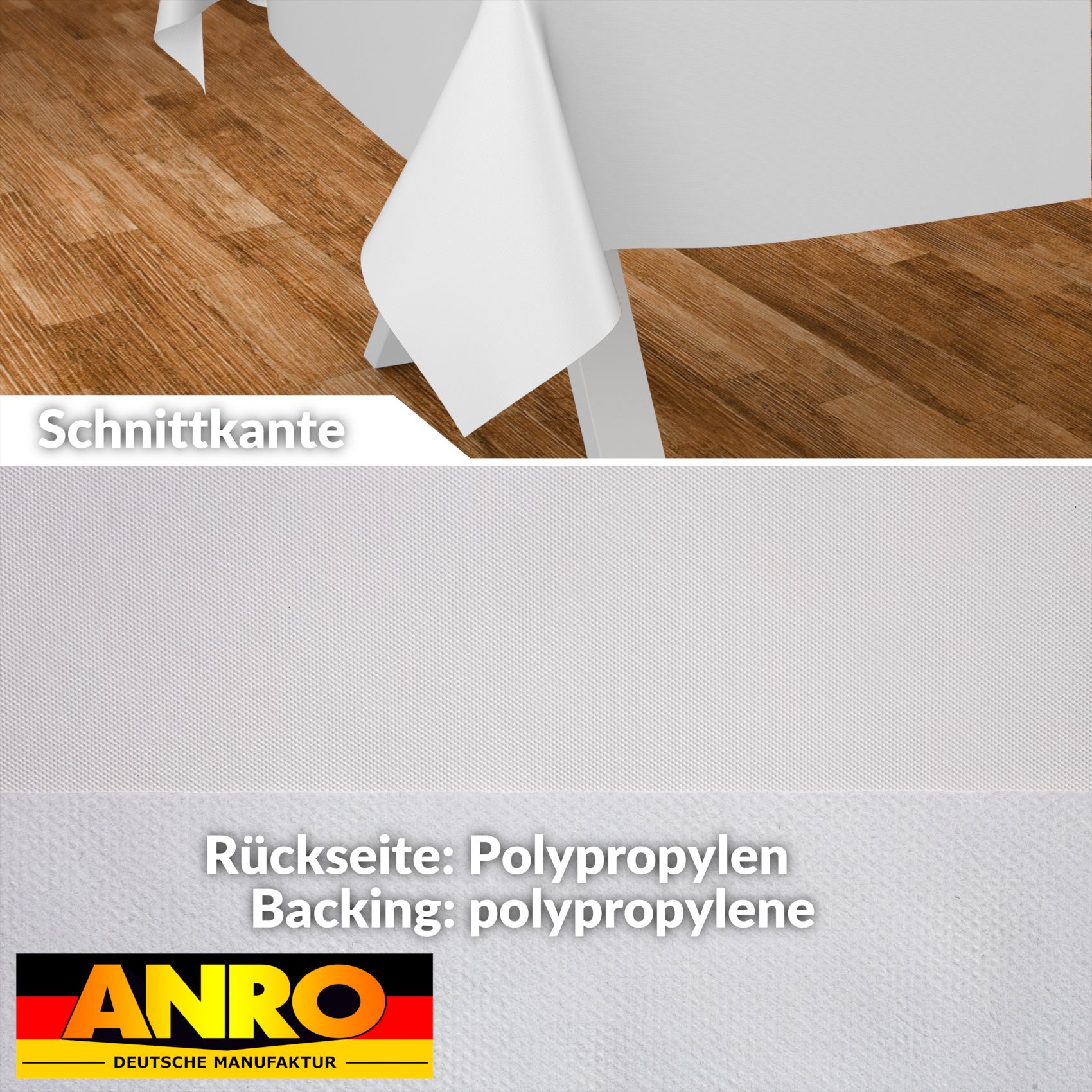 Wachstuch Tischdecke abwaschbar Meterware Wachstuchtischdecke Gartentischdecke 140cm Uni Weiß – 90x130cm, Schnittkante