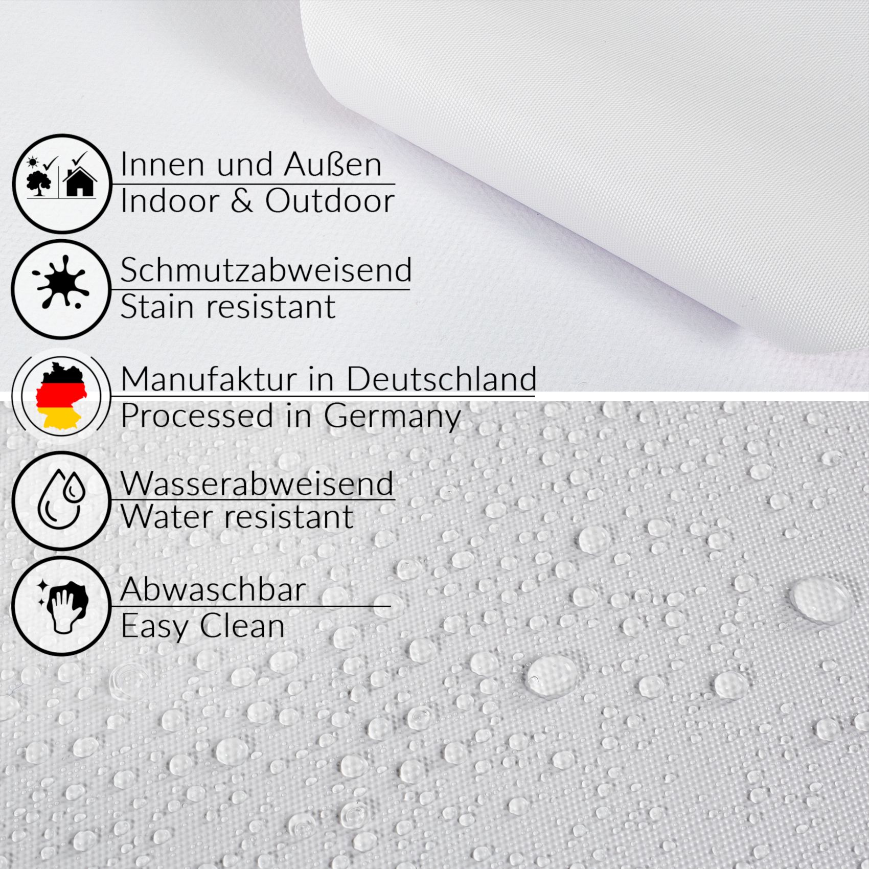 Wachstuch Tischdecke abwaschbar Meterware Wachstuchtischdecke Gartentischdecke 140cm Uni Weiß – 90x130cm, Schnittkante