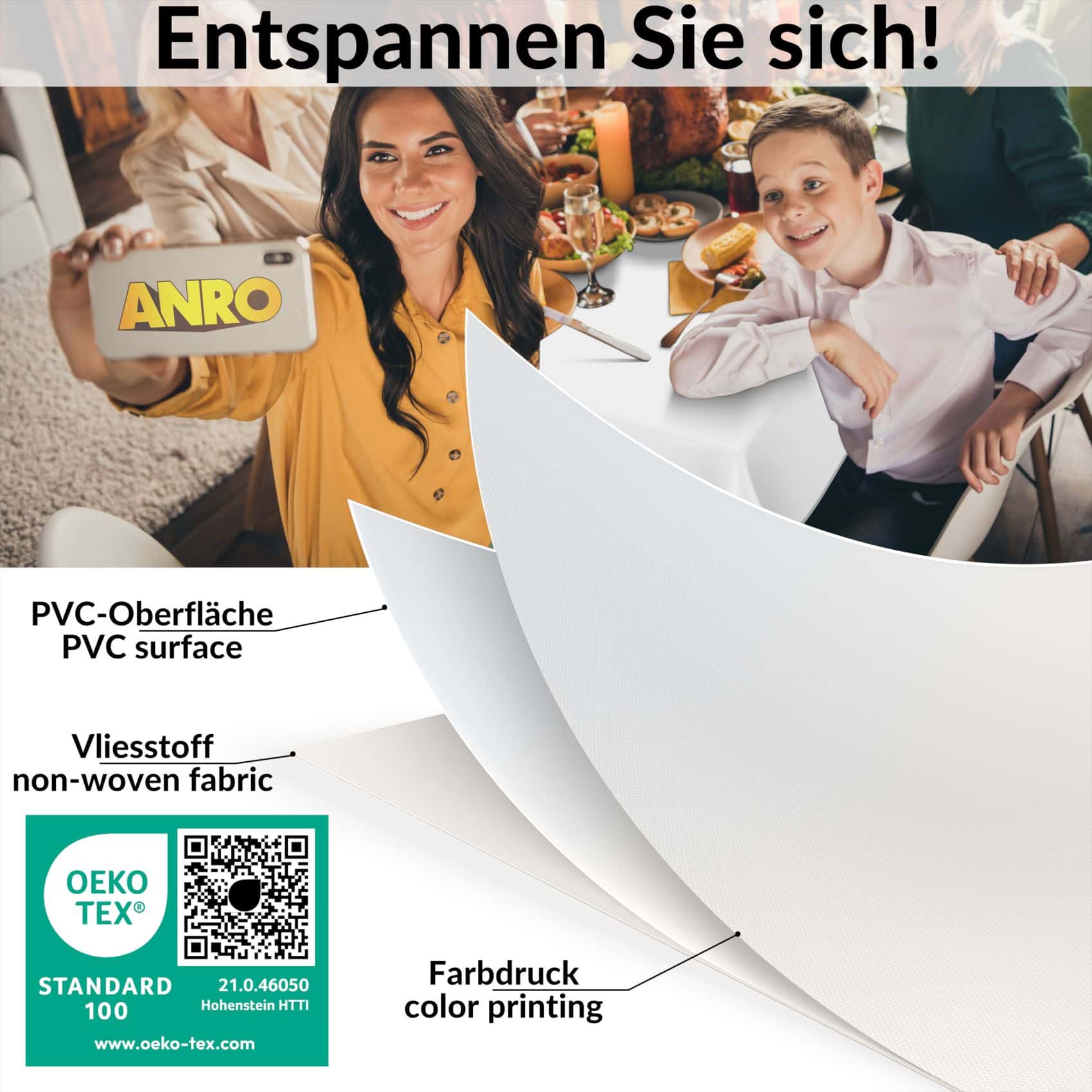 Wachstuch Tischdecke abwaschbar Meterware Wachstuchtischdecke Gartentischdecke 140cm Uni Weiß – 90x130cm, Schnittkante