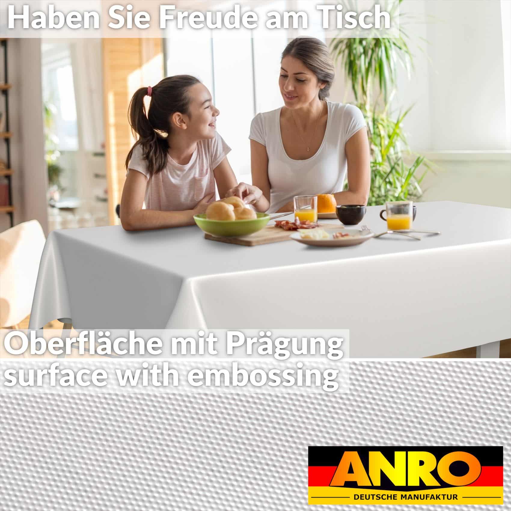 Wachstuch Tischdecke abwaschbar Meterware Wachstuchtischdecke Gartentischdecke 140cm Uni Weiß – 90x130cm, Schnittkante