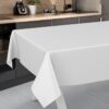 Wachstuch Tischdecke abwaschbar Meterware Wachstuchtischdecke Gartentischdecke 140cm Uni Weiß – 90x130cm, Schnittkante