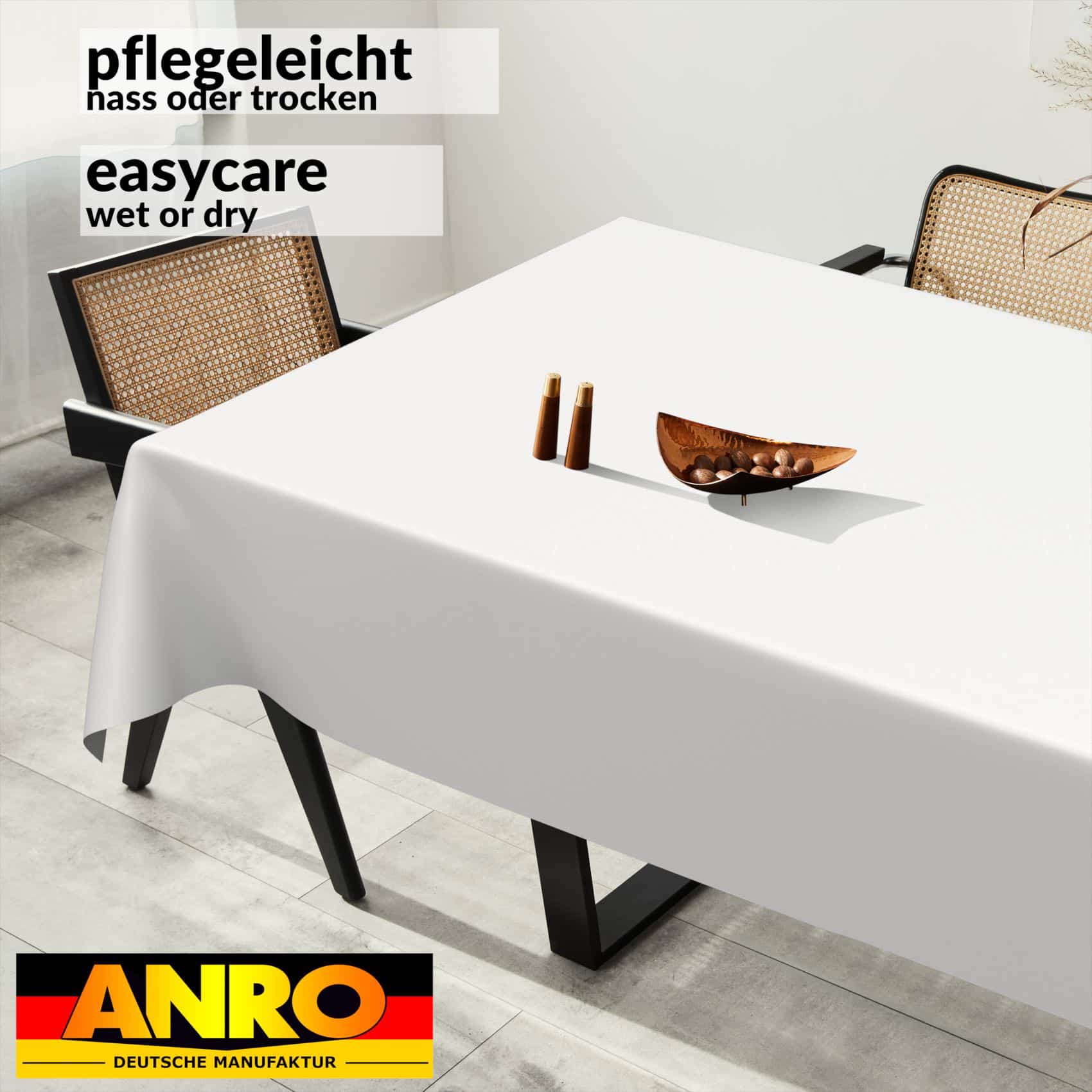 Wachstuch Tischdecke abwaschbar Meterware Wachstuchtischdecke Gartentischdecke 140cm Uni Weiß – 90x130cm, Schnittkante