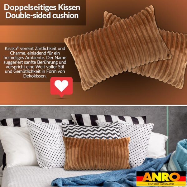 Dekokissen Premium Plüsch Cord Kissenbezug Sofakissen Zierkissen Kissenhülle mit / ohne Füllung – Fuchsrot, 30x50cm ohne Füllung