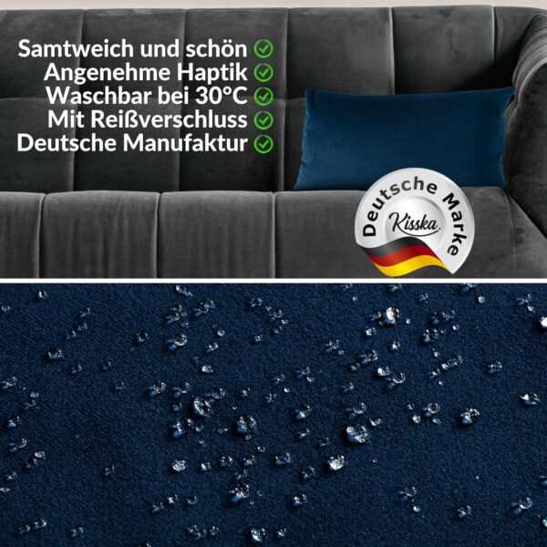 Dekokissen Samt Kissenbezug Sofakissen Dekokissen Kissenhülle mit / ohne Füllkissen 4 Größen – Nachtblau, 30x50cm ohne Füllung