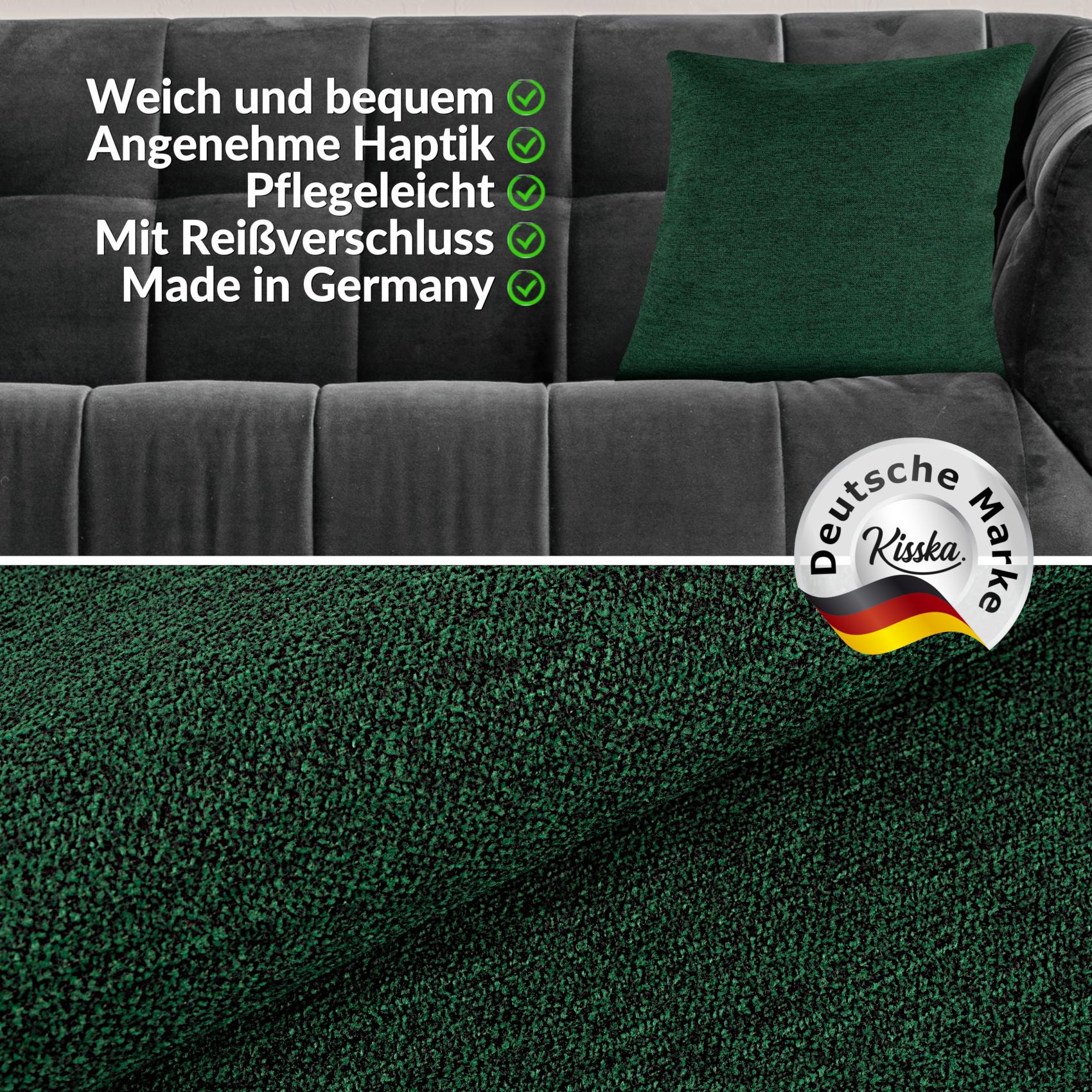 GTGOMX-49_20 Kissenbezüge Sofakissen Dekokissen Gomera Jacquard Kuschelkissen Zierkissen 4 Größen mit & ohne Füllung Uni Grün