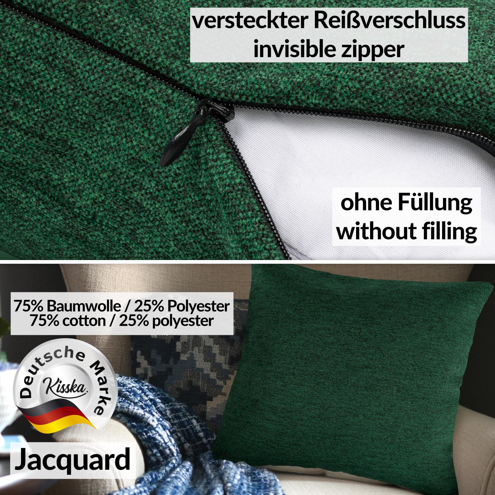 GTGOMX-49_30 Kissenbezüge Sofakissen Dekokissen Gomera Jacquard Kuschelkissen Zierkissen 4 Größen mit & ohne Füllung Uni Grün