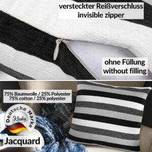 Kissenbezüge Sofakissen Dekokissen Gomera Jacquard Kuschelkissen Zierkissen 4 Größen mit & ohne Füllung Schwarz Weiß