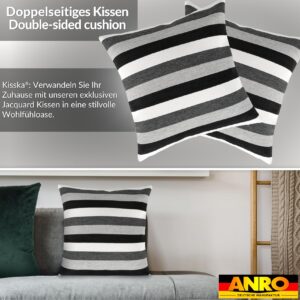 Kissenbezüge Sofakissen Dekokissen Gomera Jacquard Kuschelkissen Zierkissen 4 Größen mit & ohne Füllung Schwarz Weiß