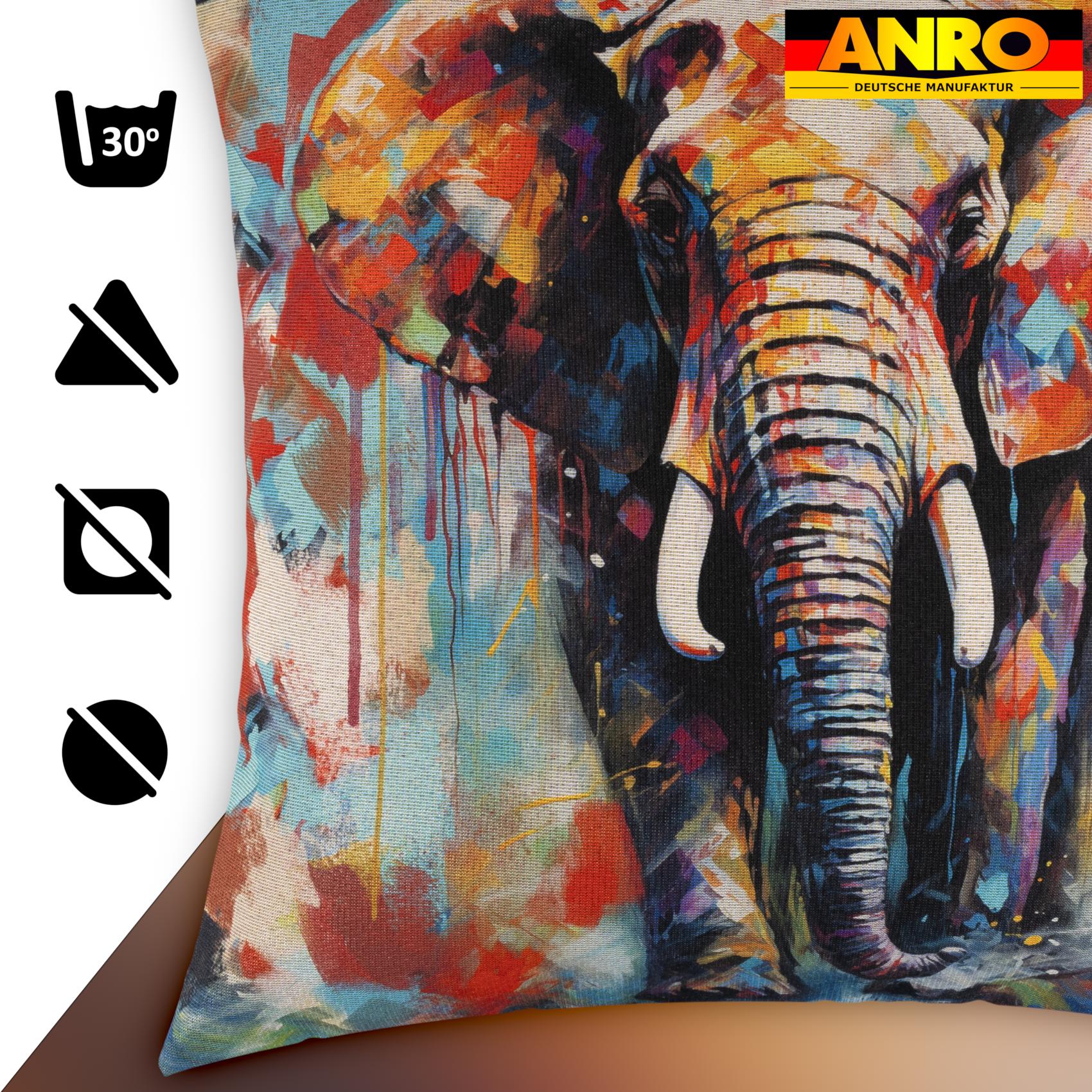 Kissenbezug Dekokissen Sofakissen Kissenhülle Zierkissen Pop Art mit und ohne Füllung 40x40cm Elefant