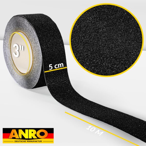 Antirutsch Klebeband selbstklebend Klebestreifen Tape Band rutschfest FixoFlex Breite 5 & 10cm Schwarz 10m Rolle – 5cm x 10m