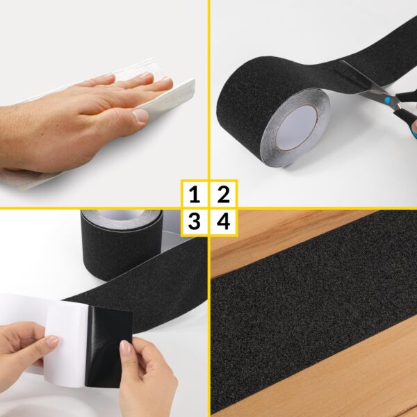 Antirutsch Klebeband selbstklebend Klebestreifen Tape Band rutschfest FixoFlex Breite 5 & 10cm Schwarz 10m Rolle – 5cm x 10m
