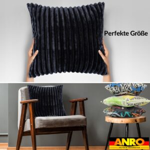 Plüsch Cord Kissen Kissenbezug Sofakissen Big Cord Dekokissen mit & ohne Füllung 4 Größen Schwarzblau