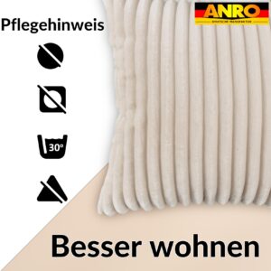 Plüsch Cord Kissen Kissenbezug Sofakissen Big Cord Dekokissen mit & ohne Füllung 4 Größen Elfenbein
