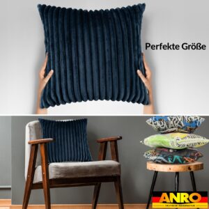 Plüsch Cord Kissen Kissenbezug Sofakissen Big Cord Dekokissen mit & ohne Füllung 4 Größen Jeansblau
