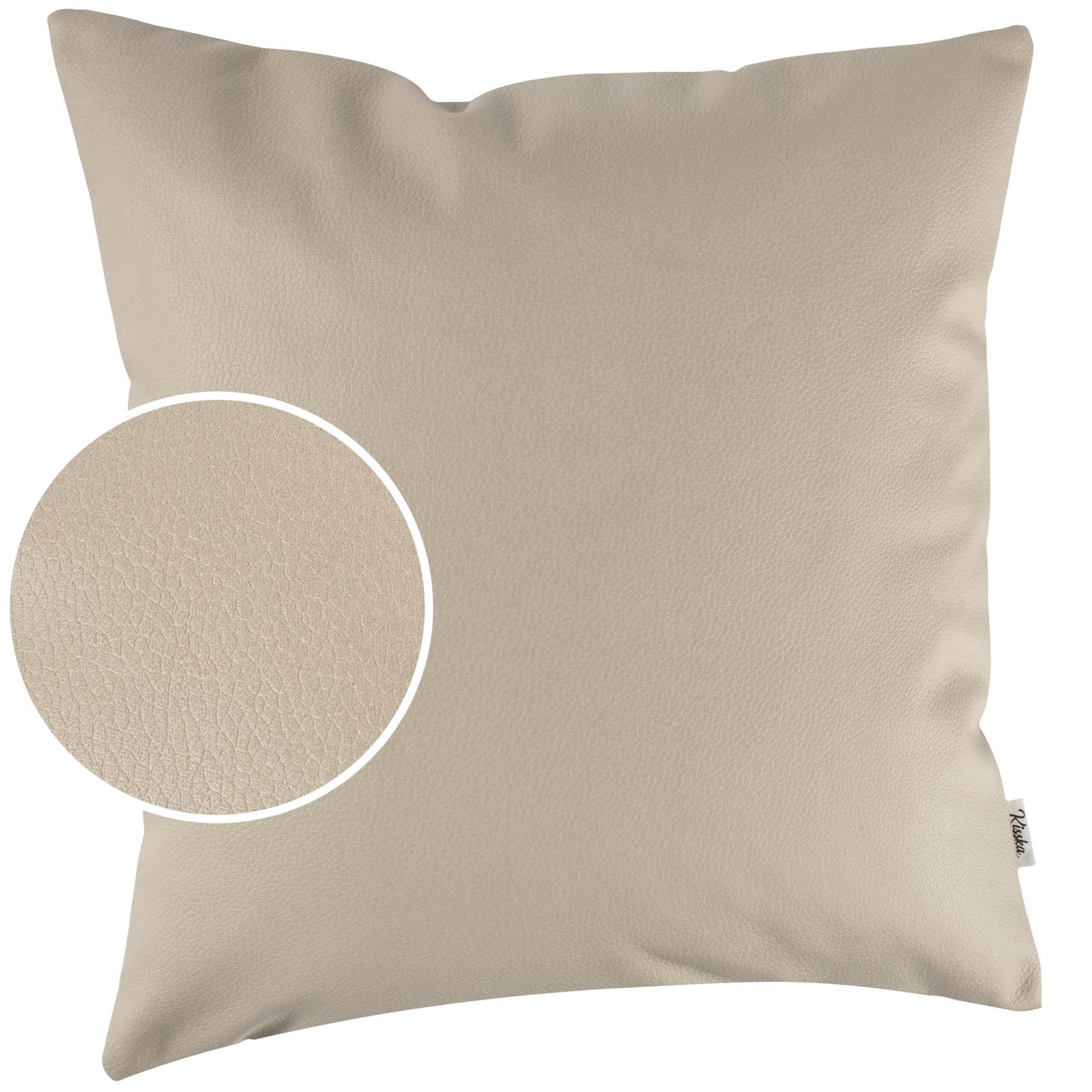 Kunstlederkissen Kissenbezüge Sofakissen Dekokissen Kissenhülle Kunstleder Kissen Lederkissen atmungsaktiv 4 Größen Kumo Beige – 50x50cm, ohne Füllung