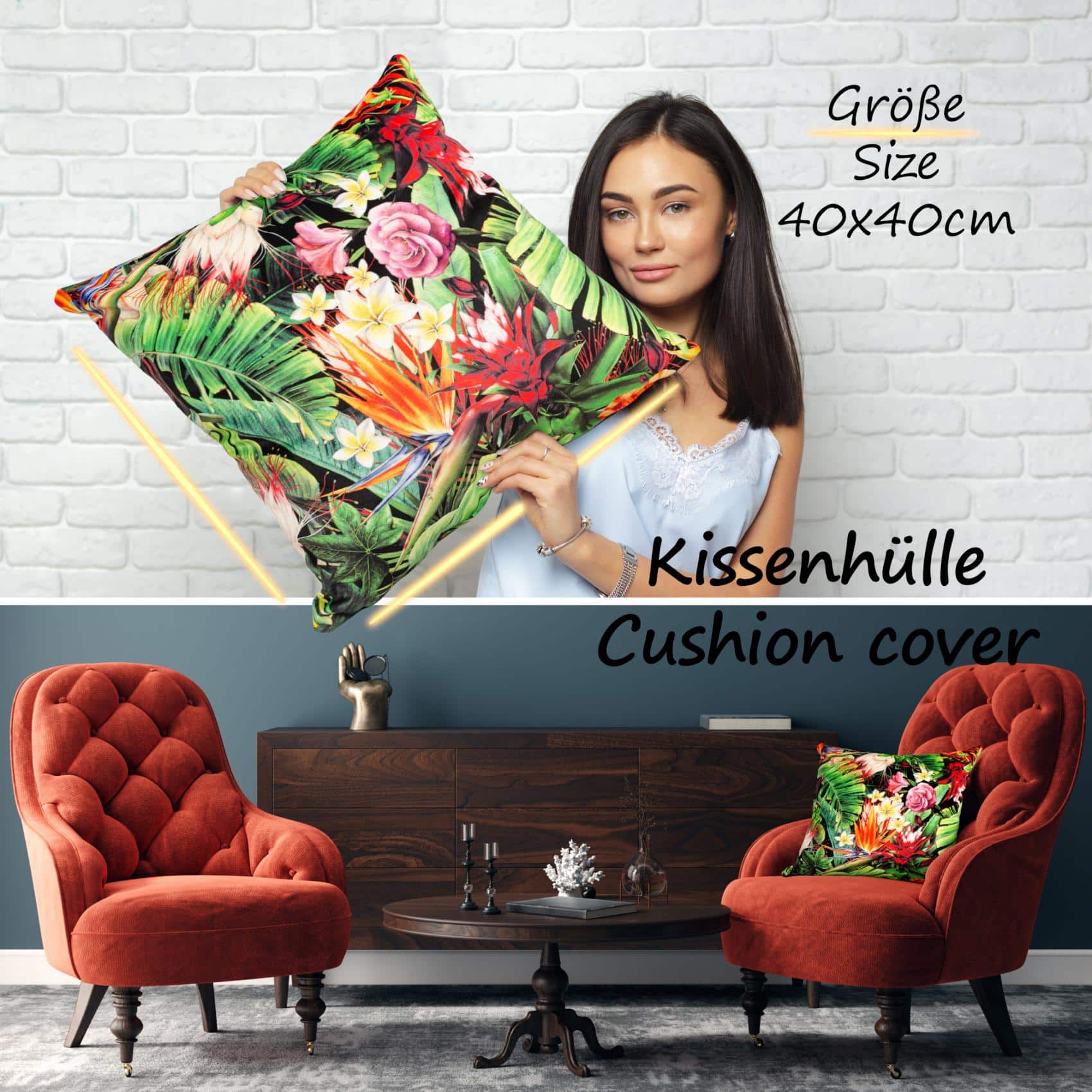 GT8884-16_40 Mikrofaser Dekokissen Velours Kissenbezug Sofakissen Kissenhülle mit & ohne Füllung – Exotic