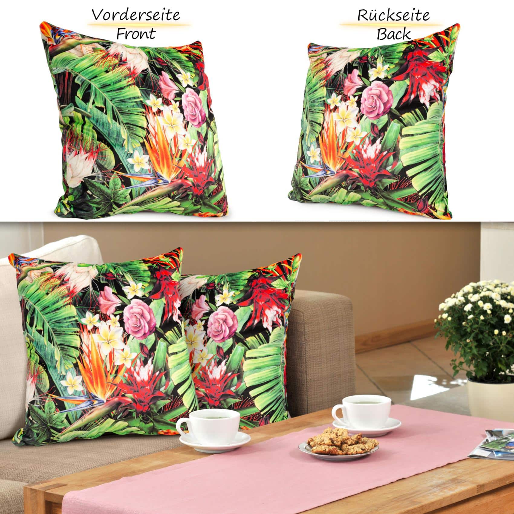 GT8884-16_60 Mikrofaser Dekokissen Velours Kissenbezug Sofakissen Kissenhülle mit & ohne Füllung – Exotic