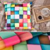 Mikrofaser Dekokissen Velours Kissenbezug Sofakissen Kissenhülle mit & ohne Füllung – Pixel bunt