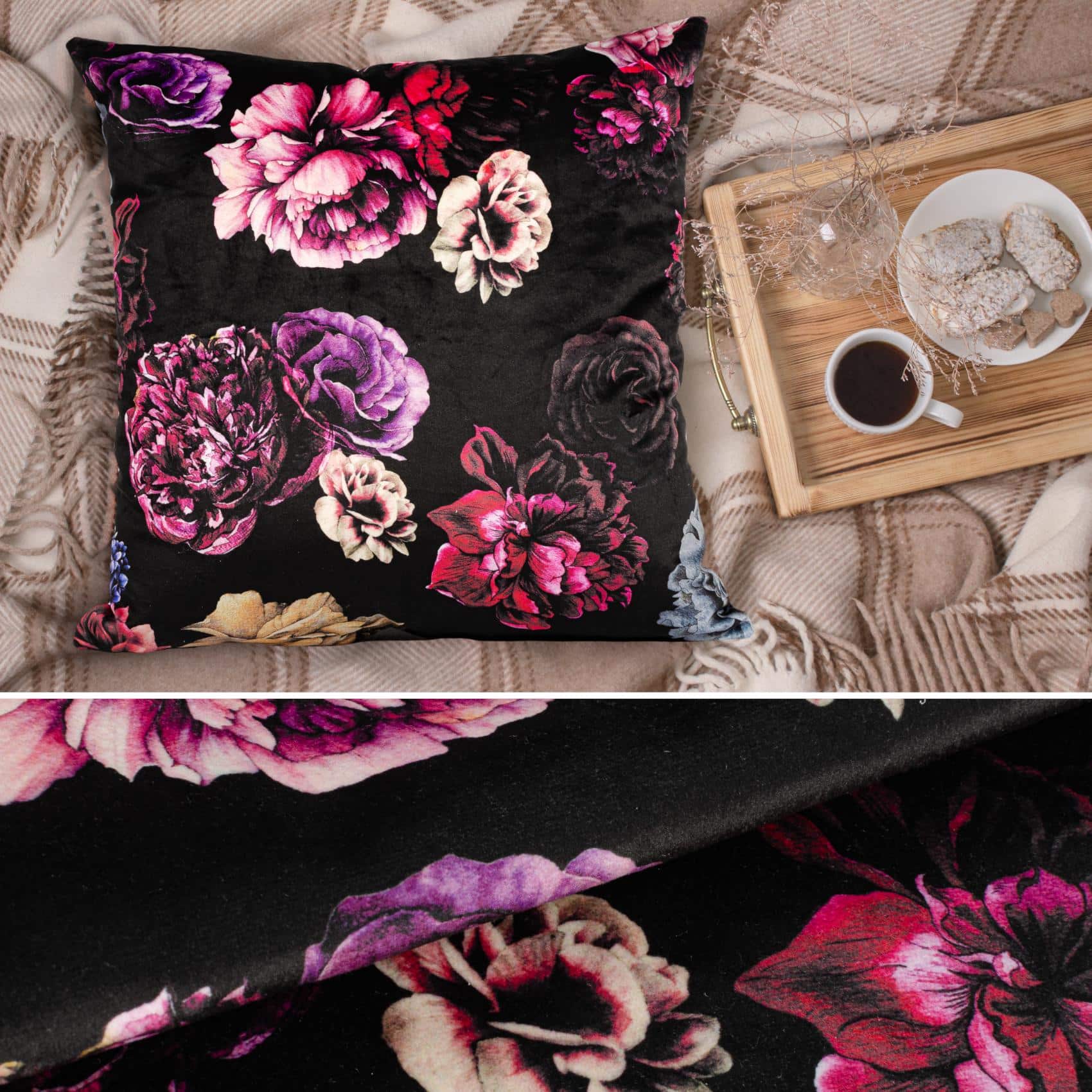 GT8885-10_20 Mikrofaser Dekokissen Velours Kissenbezug Sofakissen Kissenhülle mit & ohne Füllung – Pionies