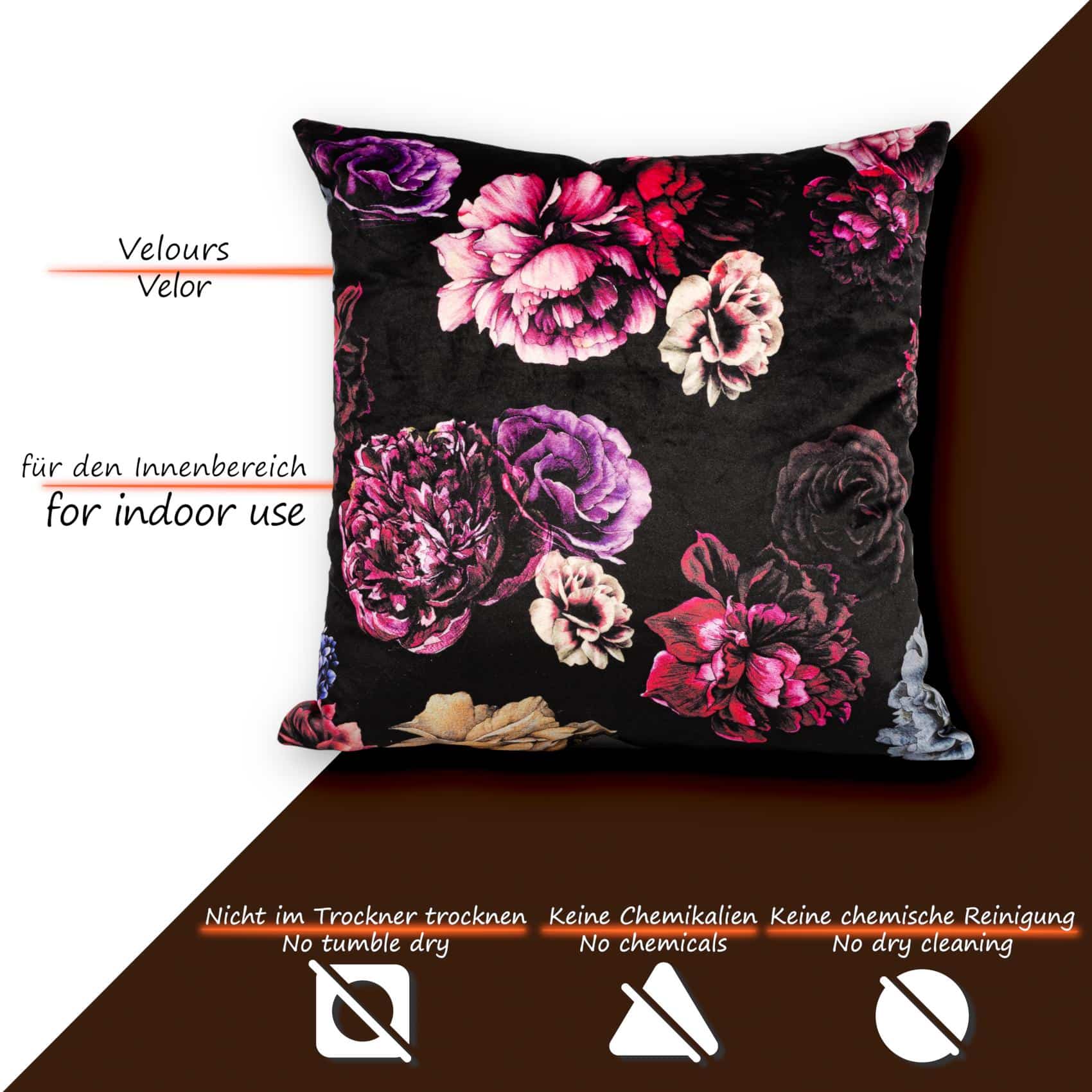 GT8885-10_50 Mikrofaser Dekokissen Velours Kissenbezug Sofakissen Kissenhülle mit & ohne Füllung – Pionies