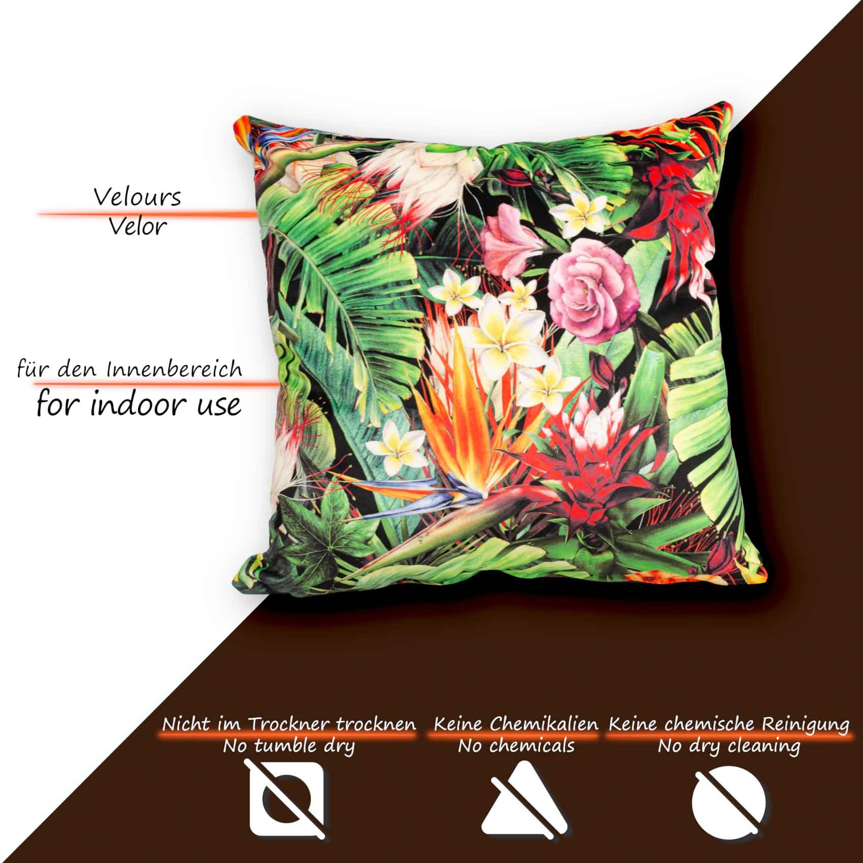 GT8885-16_50 Mikrofaser Dekokissen Velours Kissenbezug Sofakissen Kissenhülle mit & ohne Füllung – Exotic