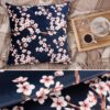 Mikrofaser Dekokissen Velours Kissenbezug Sofakissen Kissenhülle mit & ohne Füllung – Sakura Dunkelblau