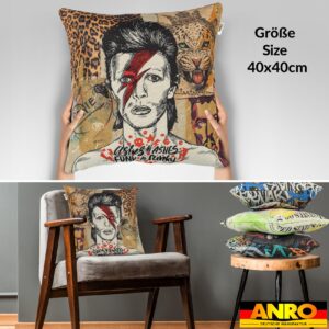 Dekokissen Pop Art  Kissenbezug Zierkissen Kissenhülle bedruckt mit & ohne Füllung 40x40cm David Bowie