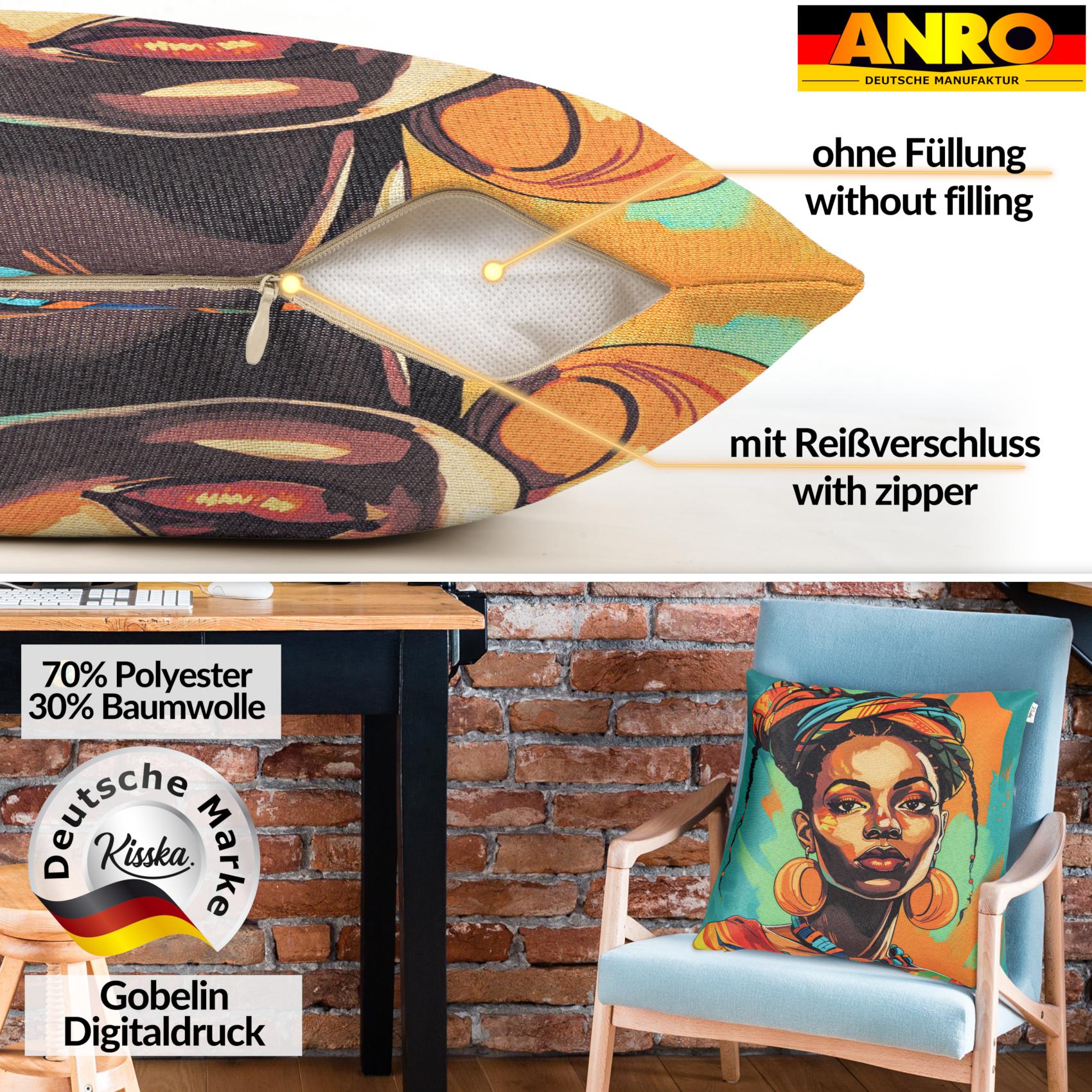 Dekokissen Pop Art Kissenbezug Zierkissen Kissenhülle bedruckt mit & ohne Füllung 40x40cm Sisay