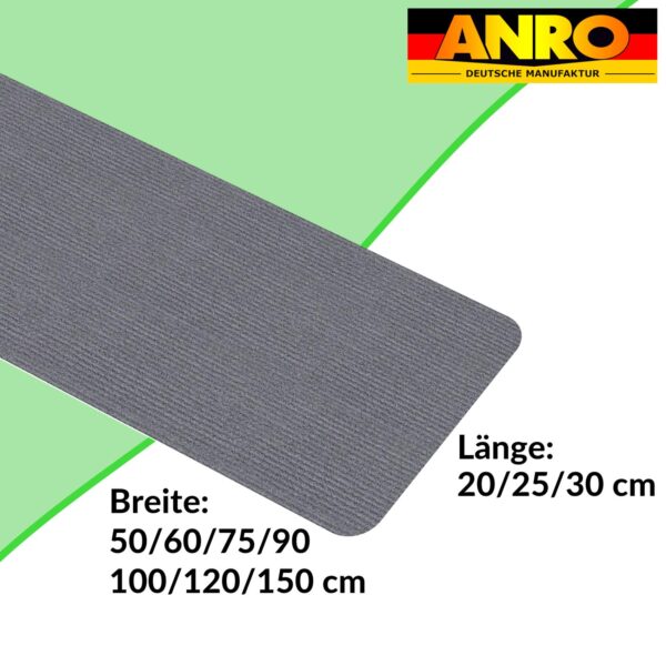 Treppenteppich Treppenstufen Teppich Stufenteppich Stufenmatte selbsthaftend Rechteckig Grau – 50x20cm