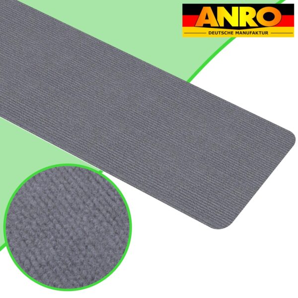 Treppenteppich Treppenstufen Teppich Stufenteppich Stufenmatte selbsthaftend Rechteckig Grau – 50x20cm