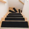 Treppenteppich Treppenstufen Teppich Stufenteppich Stufenmatte selbsthaftend Rechteckig Schwarz