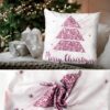 Weihnachtskissen Kissenhülle Weihnachten Kissen Dekokissen mit & ohne Füllung 45x45cm Weihnachtsbaum Rosa