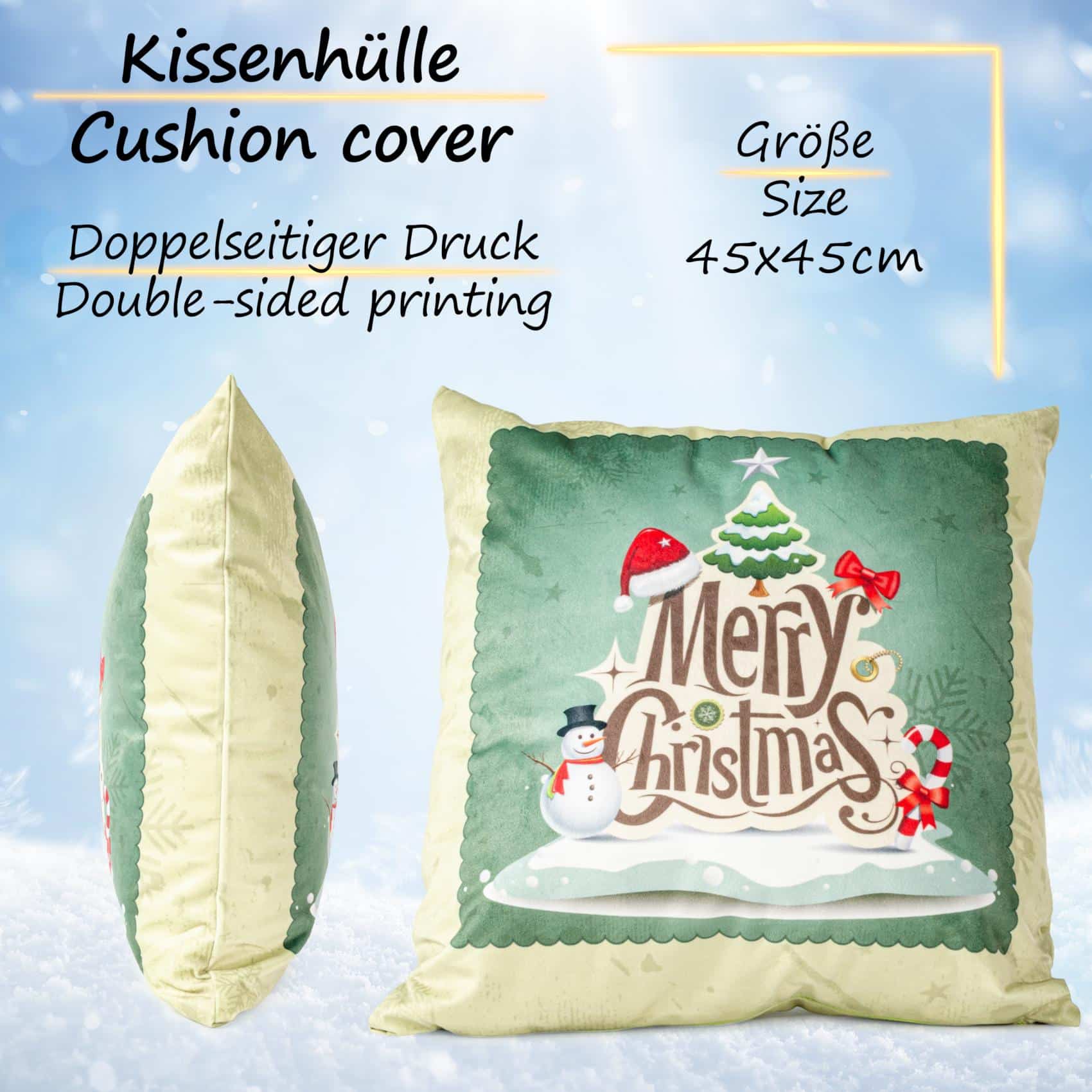 RG3713-02_40 Weihnachtskissen Kissenhülle Weihnachten Kissen Dekokissen mit & ohne Füllung 45x45cm Weihnachtsbaum Grün – 45x45cm, ohne Füllung