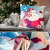 Weihnachtskissen Kissenhülle Weihnachten Kissen Dekokissen mit & ohne Füllung 45x45cm Selfie Weihnachtsmann – 45x45cm, mit Füllung